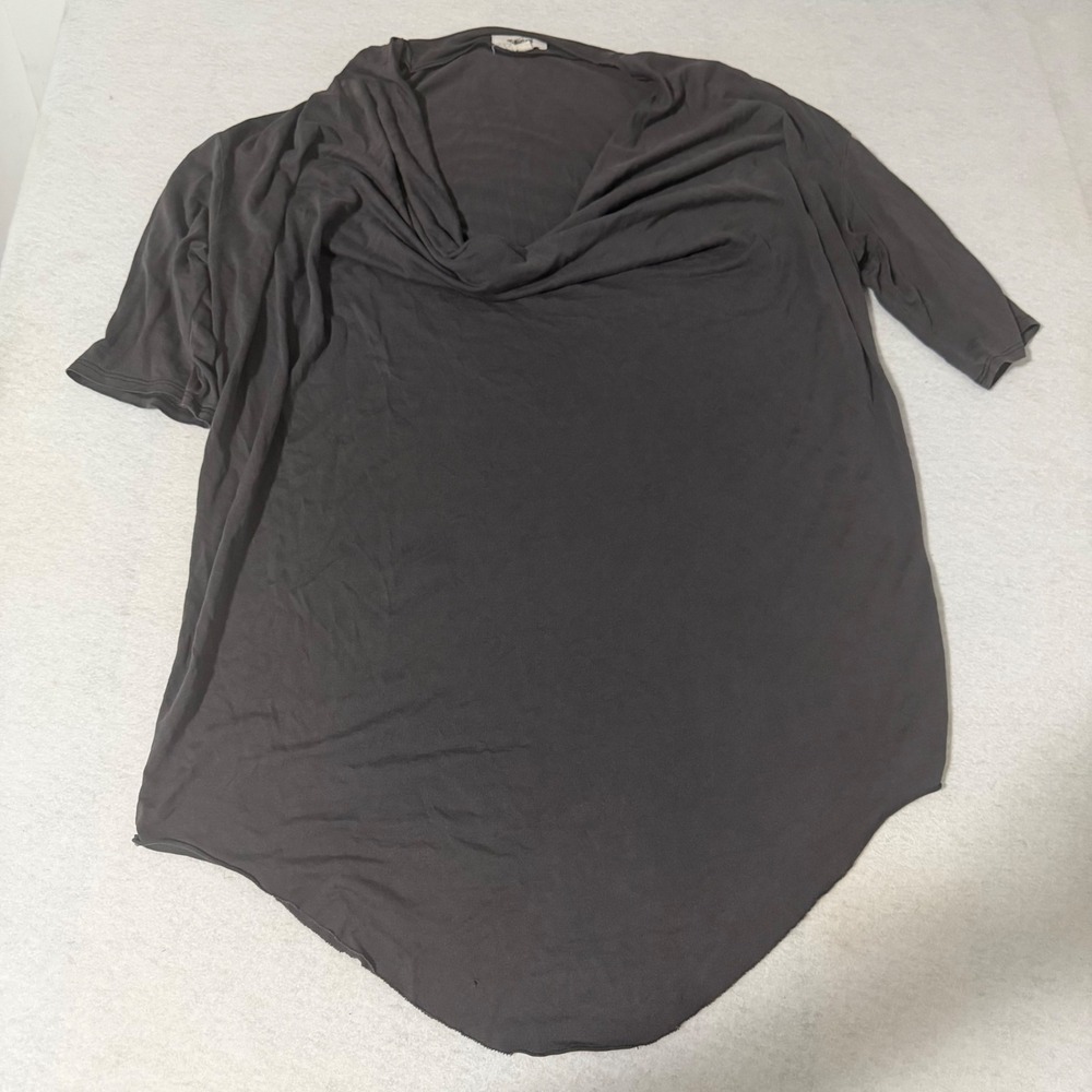 Helmut Lang Charcoal Grey 100% Silk Cowl Neck Draped Top Size M
